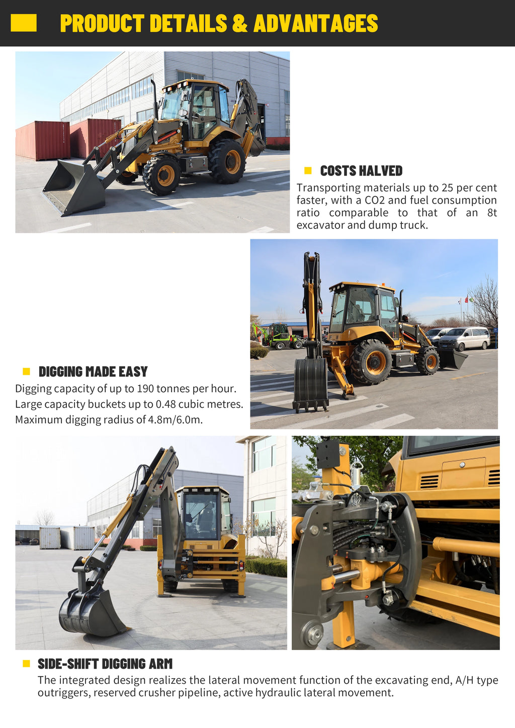 diesel CE Epa engine large  two end busy agricultural tractor backhoe excavator loader 4x4 backhoe