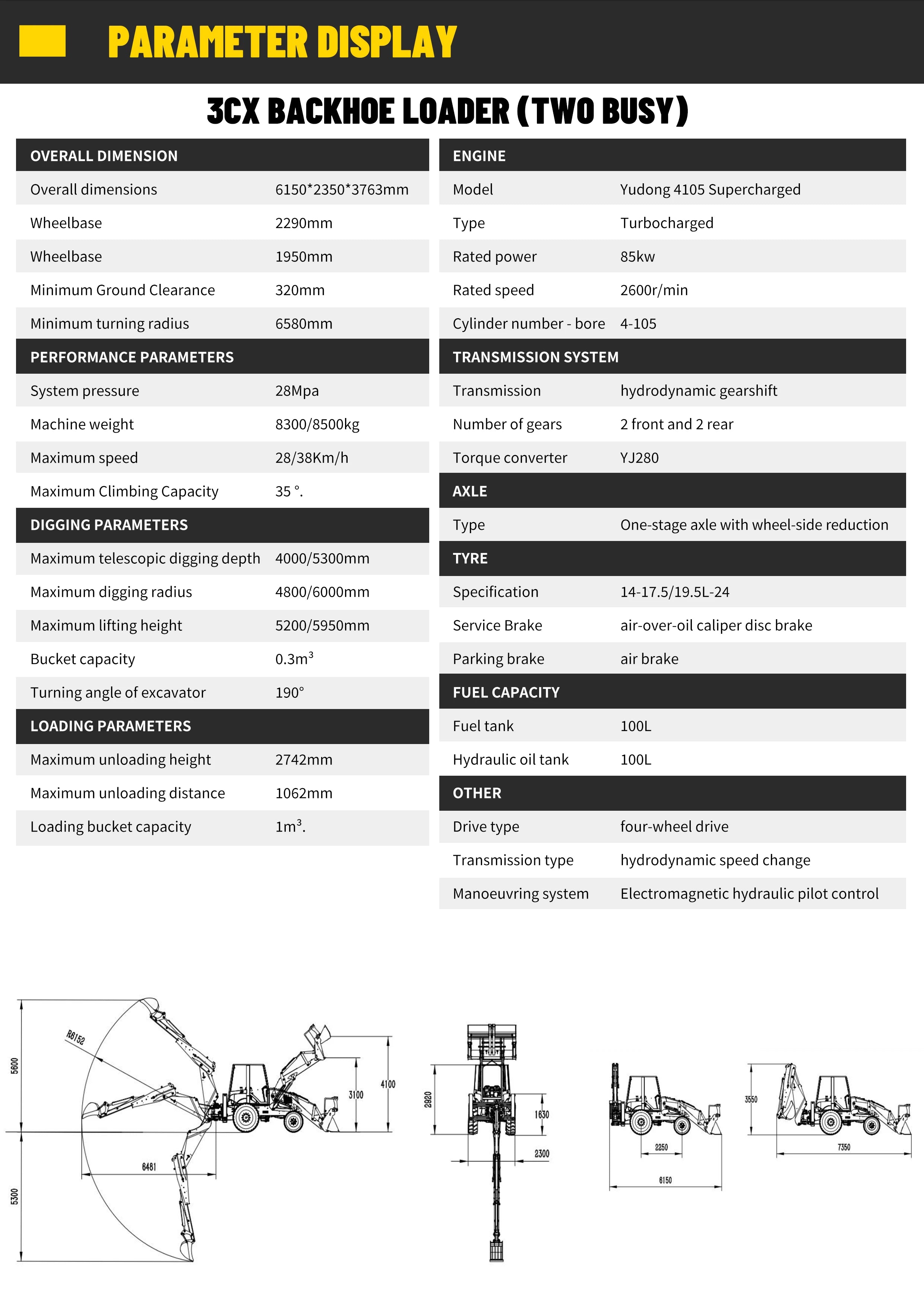 diesel CE Epa engine large  two end busy agricultural tractor backhoe excavator loader 4x4 backhoe